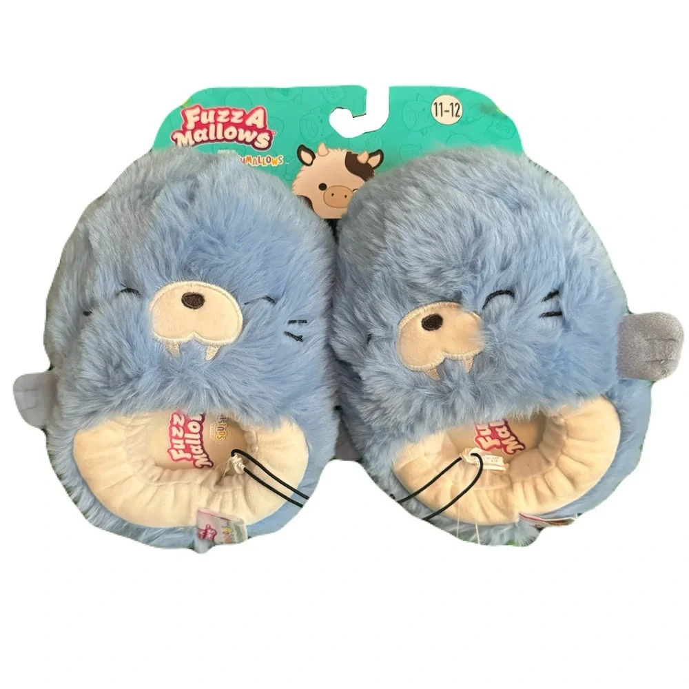 Squishmallows Fuzzamellows Harvey the Walrus Toddler Slippers Size 11-12 NWT